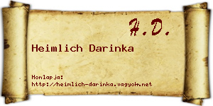 Heimlich Darinka névjegykártya